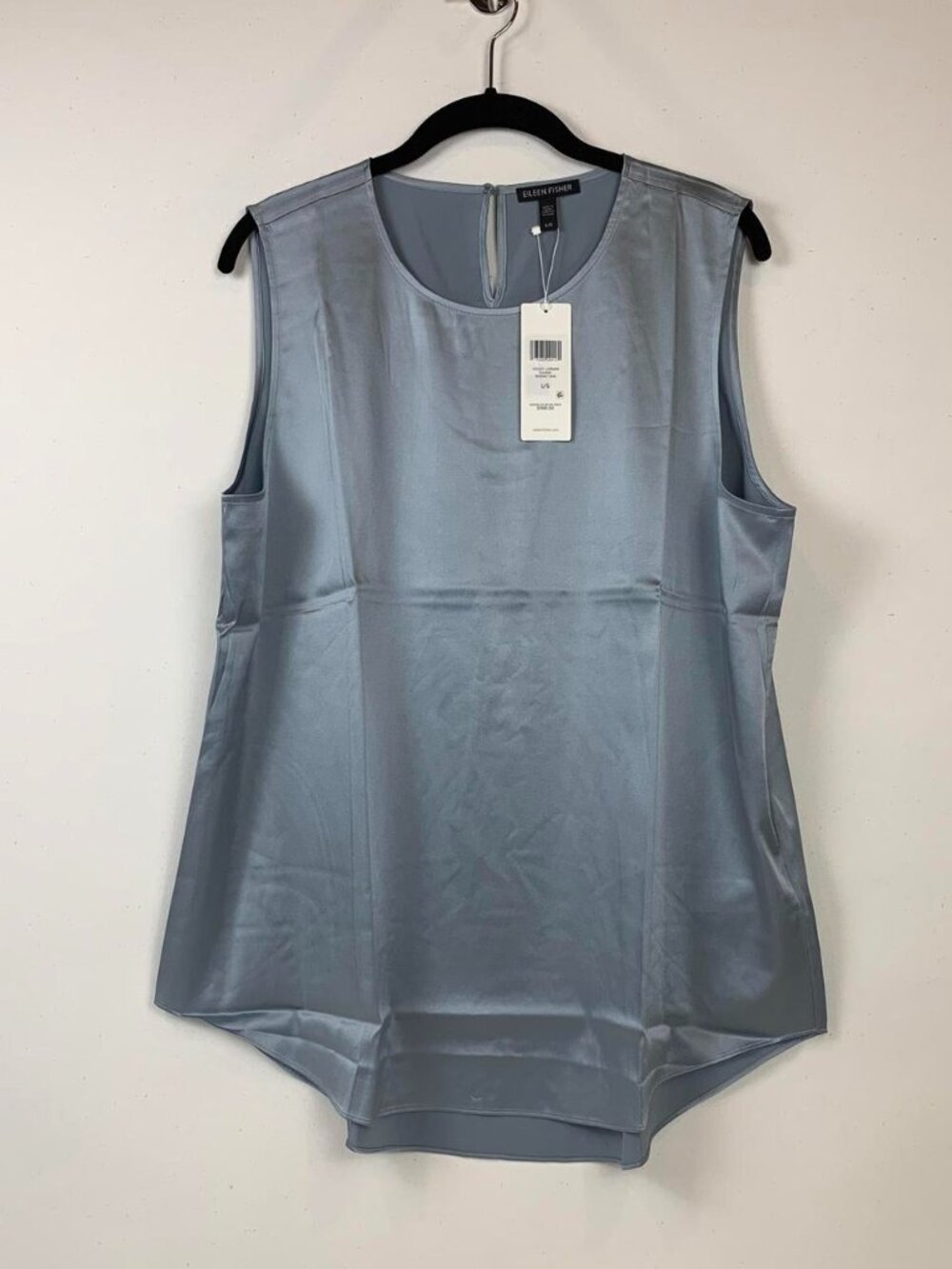 Eileen Fisher Blue Silk Tank Top - Size L | Elegant Minimalist Style
